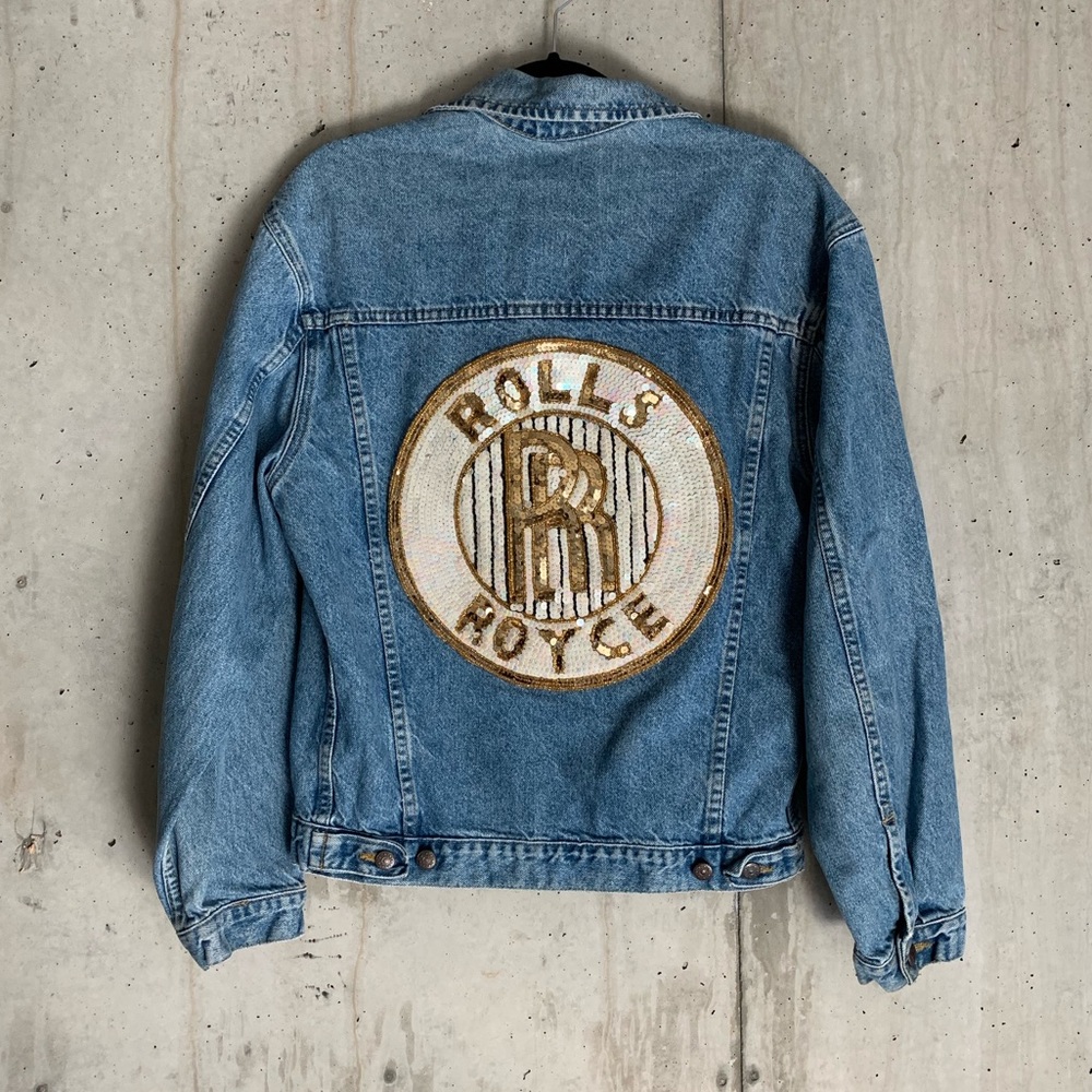 Embellished Sequin Patch Denim Jean Jacket